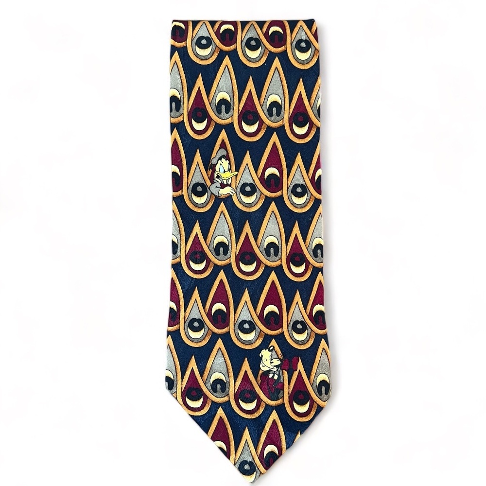 Walt Disney World Men's Neck Tie 100% Silk Donald‎ Duck and Goofy 58" Length